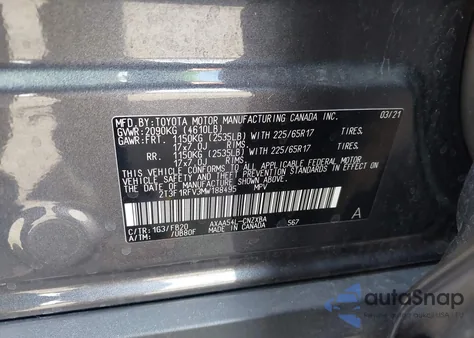 2021 Toyota Rav4 Le from USA, damaged, VIN 2T3F1RFV3MW188495